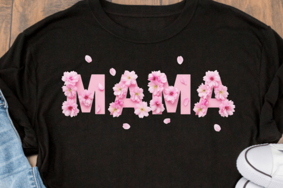 Download Pink Mama Text with Floral Decorations - Floral decor Collection
