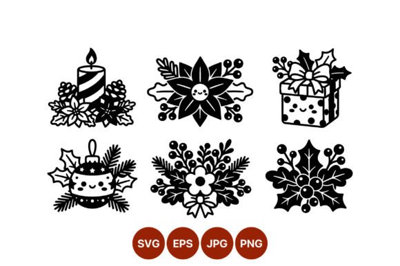 Download Christmas Floral Decorations Black White - Floral decor Collection
