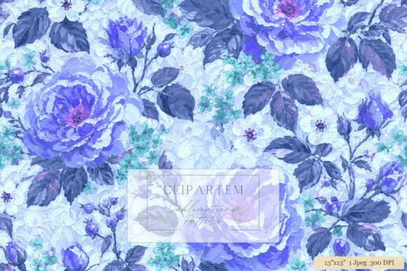 Download Vintage Rose Blue Violet Floral Design - Floral design Collection