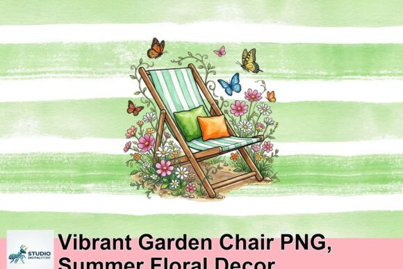 Download Vibrant Garden Chair PNG, Summer Floral Decor - Floral decor Collection