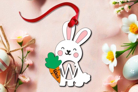 Download Letter W Bunny Easter Basket Name Tag - Easter basket Collection