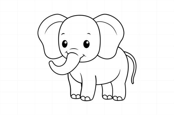 Download Cute Elephant Line Art Illustration - Cute elephant Collection