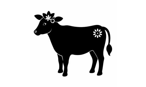 Download Black Cow with Floral Decorations - Floral decor Collection