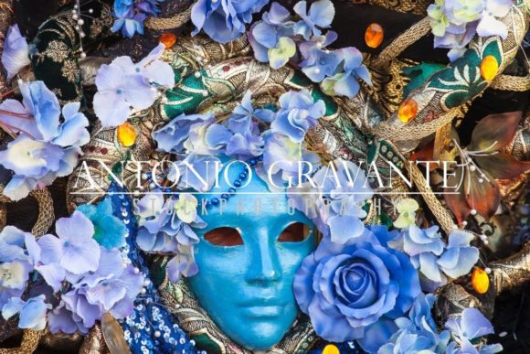 Download Blue Mask with Floral Decorations Exhibited During the Carnival of Venice - Floral decor Collection