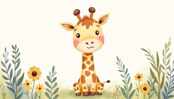 Download 🦒 Watercolor Cute Giraffe Art - Premium Bundle