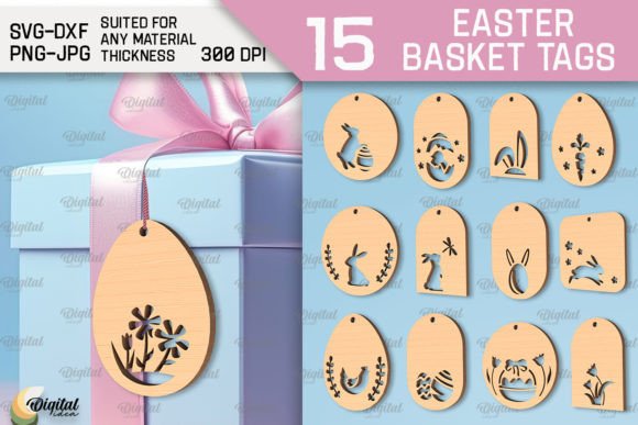 Download Easter Basket Tags Laser Cut Bundle - Easter basket Collection