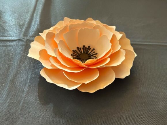 Download 3D Peach Paper Flower Template DIY Floral Decor - Floral decor Collection