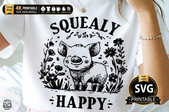 Download Squealy Happy Cute Pig Floral Design - Floral design Collection
