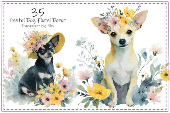 Download Pastel Dog Floral Decor Clipart Bundle - Floral decor Collection